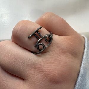 Gemini and Cancer Zodiac Ring. Handmade. Size 7